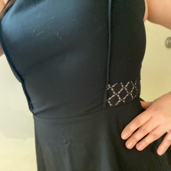 Little Black Dress M Lace Cut Out Tank Midi Moto Zipper Back LBD Mini Party S M - Picture 11 of 11